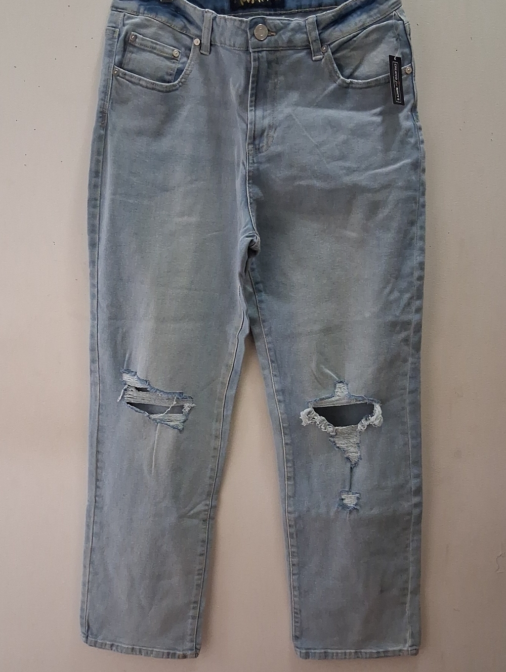 Indigo Rein Light Blue Distressed Relaxed Jeans Size 13